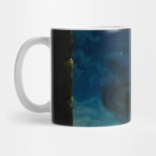 Shadow Black Cat Moon Night - Digital Art Painting Mug